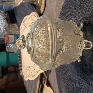 Vintage Glass clear crystal candy dish